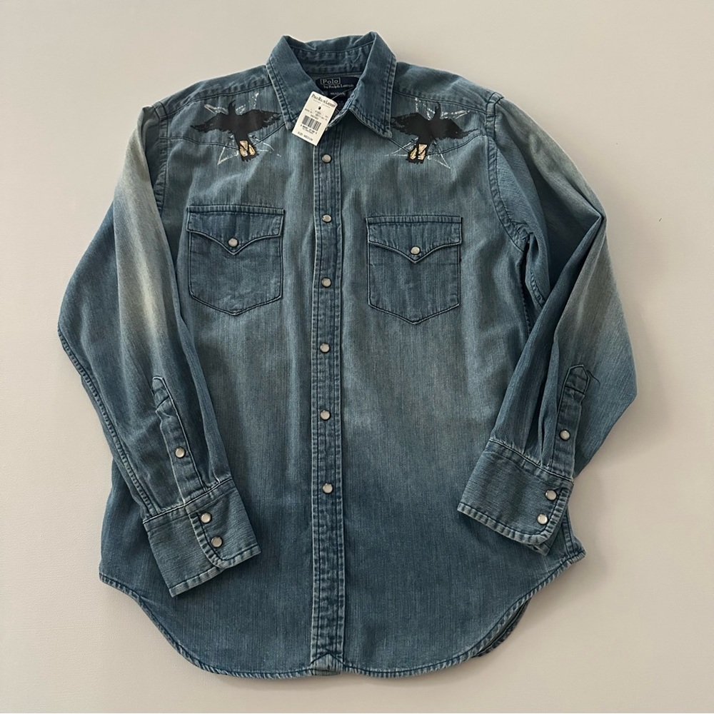 Polo Ralph Lauren Kids 12-14 Indigo Denim Shirt Pockets NWT